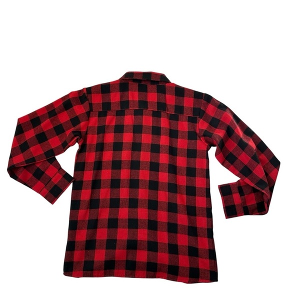 Bienzoe Boy's Buffalo Red and Black Plaid Flannel Button Down Shirt Size 11-12yr - Picture 2 of 7